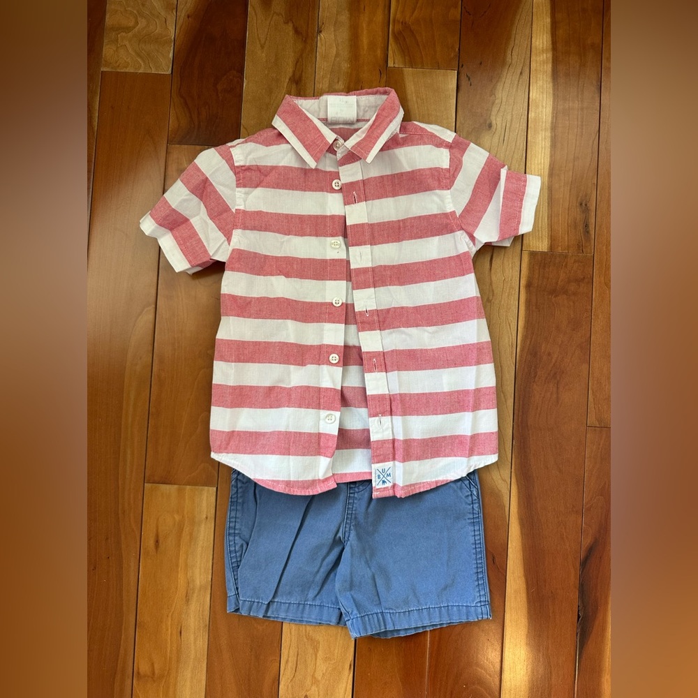 Equipment Kids Red & White Striped Short-Sleeve Button-Down Shirt